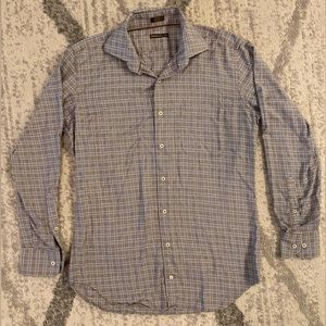 Peter Millar 100% Cotton Brown/Blue Men’s Medium Long Sleeve Button Down Shirt